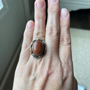 Vintage sterling goldstone ring